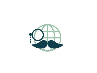 Smart Globe branding globe humor icon illustration logo monocle moustache smart world