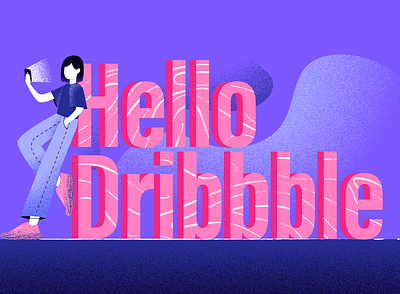 <title>Hello Dribbble</title> color design girl illustration vector