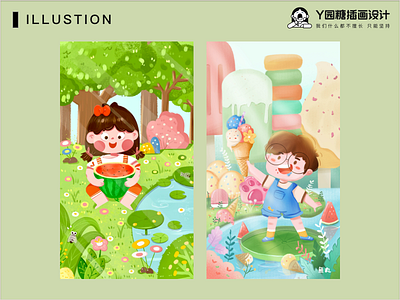 快乐的野餐 boy design flower forest girl illustration life ui