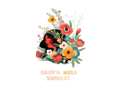 Colorful world starbucks illustration