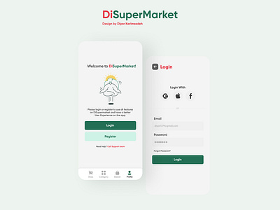 Super Market Delivery App app applicaiton application branding delicious delivery app design flat green grocery grocery app illustration mobile application mobile ui red supermarket ui