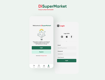 Super Market Delivery App app applicaiton application branding delicious delivery app design flat green grocery grocery app illustration mobile application mobile ui red supermarket ui