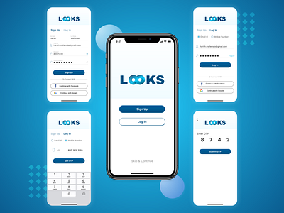 Login/Signup Screens of LOOKS iOS app design ios app design login screen onboarding shopping app signup screen ui ux