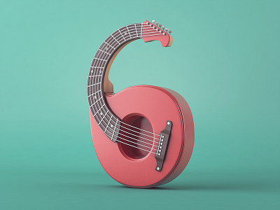 6 - 36 Days of Type 36 days of type 3d c4d cinema4d design graphic graphic design guitar illustration number type typography