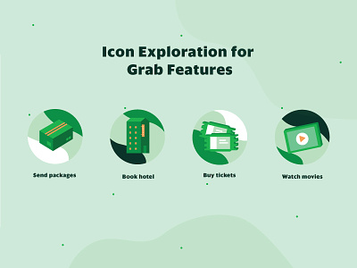 Grab Features - Icon Exploration design dribbble best shot exploration flat flat illustration grab grabfood icon iconography illustration ui ux vector