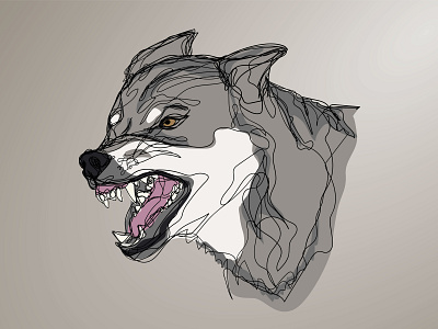 Wolf art illustration linestyle savage wolf