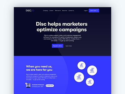 Disc.io - Landing page brand design flat landing page marketing typography ui ux web website