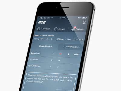 Ace App blue clean flat gui interface ios8 iphone tennis ui uix