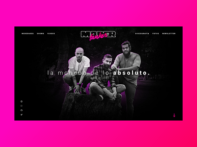 Alternative rock band website design flat minimal photoshop pink retouch type typography ui ux web website xd xd design