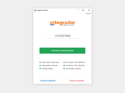 Integrador Setup Screen app indeva setup ui