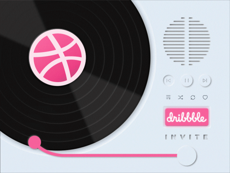 Neumorphic dribbble invite affter effects animated gif animation dribbble invite dribble invitation gramophone neumorphic neumorphism player record