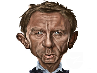 Daniel Craig caricature cartoon character design css design digital painting drawing fun illustration photoshop