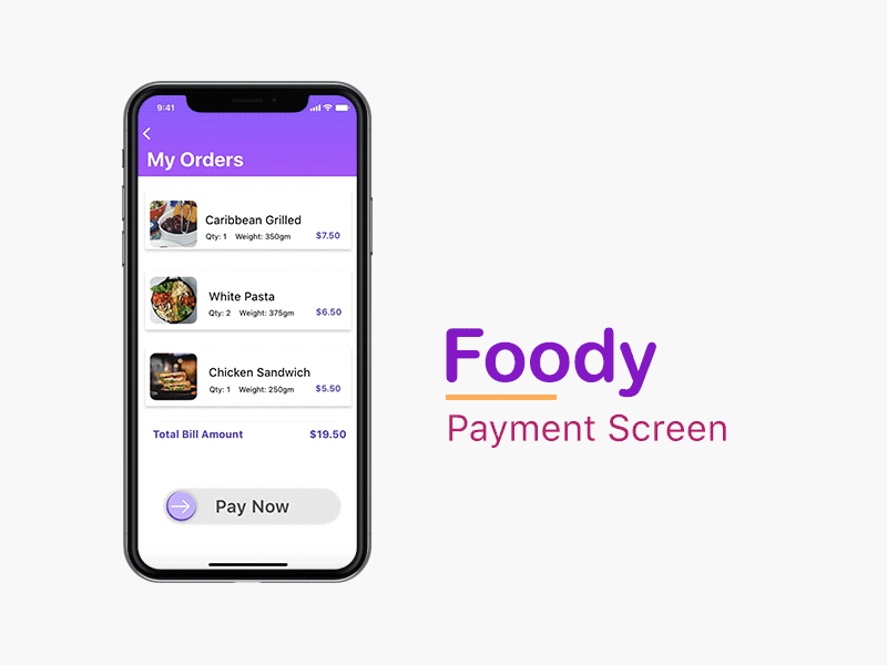 Foody - Payment Screen with loading interaction