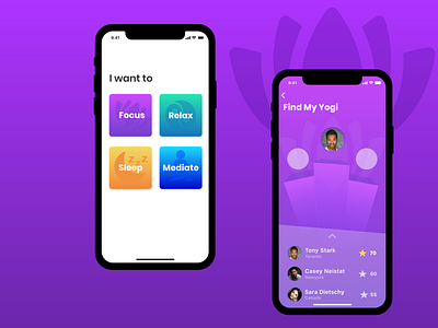 Yogi- A meditation wellness app for body and mind adobe xd app design branding design ui user experience design uxd