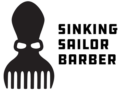 Sinking Sailor Barber barber barber logo barbershop comb kraken logo logodesign logotype octopus squid trademark