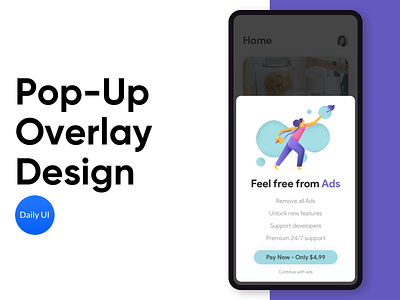 Pop-Up Overlay Design - Daily UI 016 ads app card card design dailyui dailyui016 dailyuichallenge design illustration message minimal mockup overlay pastel color payment popup sketch ui user interface ux