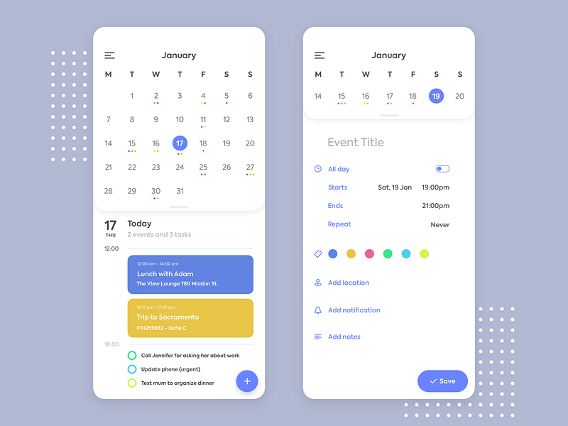 Calendar Design - Daily UI 038 by Alberto Colopi on Dribbble