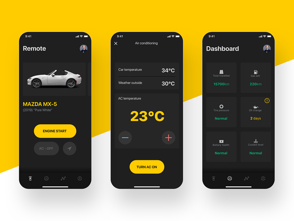 Car remote app by Alexey Pavo on Dribbble