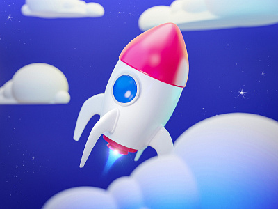 Rocket 3d blender blue conceptart cute design gameart rocket scifi sky space