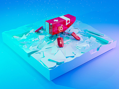 Medic Mech 3d blender blue clean cold conceptart cute gameart illustration isometric mech medic render robot scifi snow winter