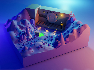 Vault 13 3d blender blue cave clean conceptart cute design fallout gameart illustraion isometric render
