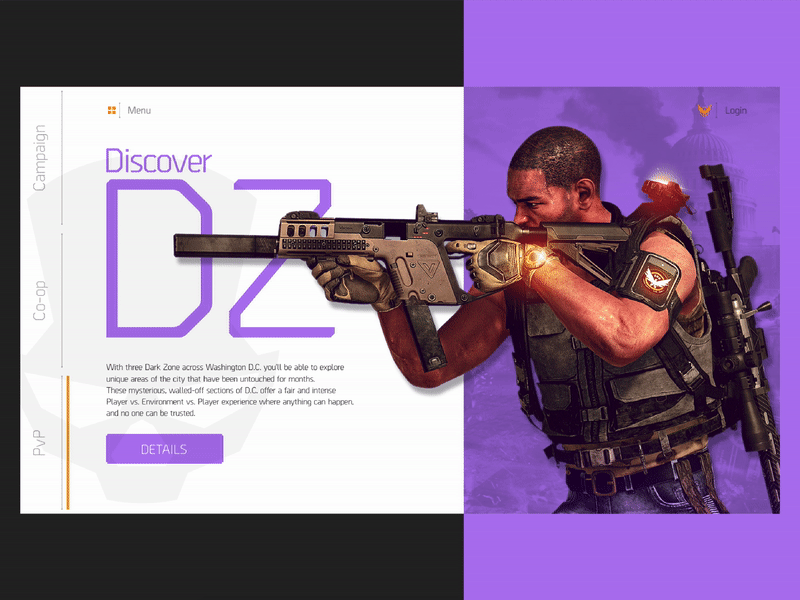 Division 2 Web Fanart animation branding clean design division 2 divison flat games photoshop principle ubisoft ui vector web website