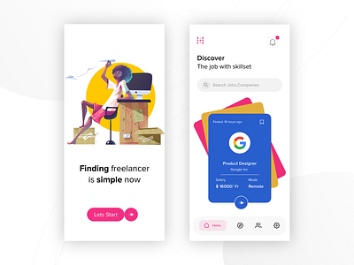 Smart Job Search - Concept Design animation app card design download freelance freelance design icon illustration job job board list logo mockups onboarding swipe trend ui vector