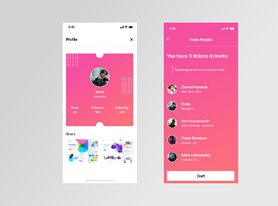 Invite Designer - Dribbble Community android animation app coupons dashboard dashboard ui design dribbble dribbble invite ecommerce ios iphonex login logo logout process product design profile profile page ui