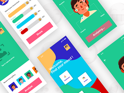 Mood Analyzing App Concept Design add android bar chart color dashboard dashboard template free ios landingpage list minimal mobile mockup modern navigation profile report table web