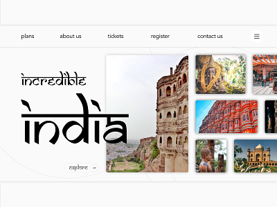 Incredible India design india landing page text ui ux web