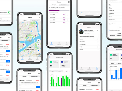 Courier App 2020 account app courier courier app delivery design figma ios route stats ui uidesign