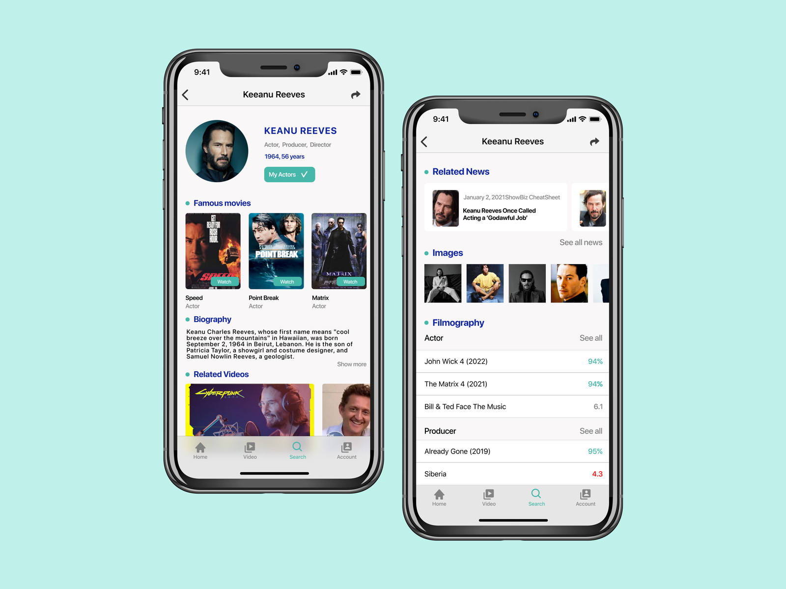 Actor Page in Movie App by Emil Komachkov on Dribbble