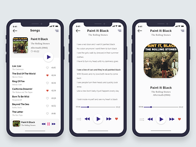 Music Player with lyrics adobe xd app appdesign audio colors design ios lyrics music album music app music art music player social ui uidesign