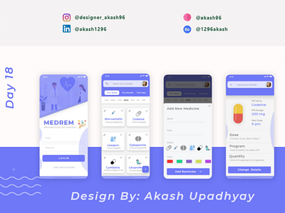 MEDREM💊: Reminder for all your medicines animation app appdesign behance branding colors design dribbble graphicsdesign hiring illustration illustrator landing page ui uidesign user experience user interface ux uxdesign website