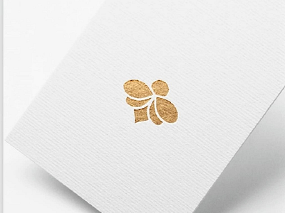 Golden bee logo abstract bee elegant flower gold insect logo queen simple