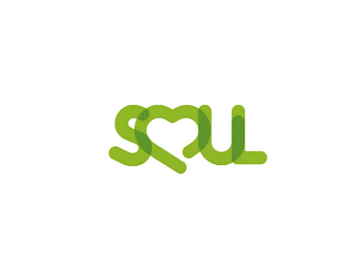 Soul lettering logo design green heart lettering logo logotype overlapping soul