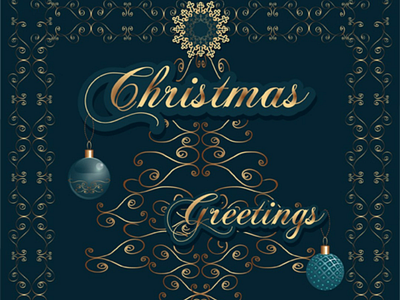 Christmas card balls blue christmas decoration gold greetings love tree