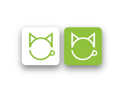 teacup cat logo cat cup green icon leaf logo tea teacup