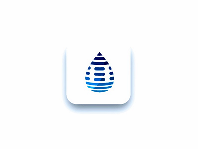 Water drop monogram logo aqua blue condensation design digital drop h letter logomark monogram stripes water