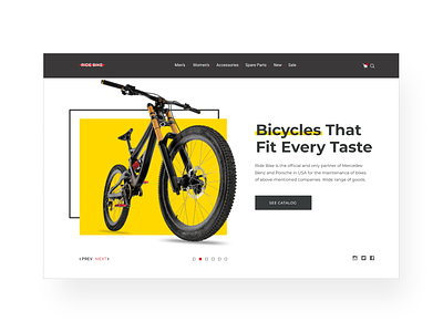 Bicycle Online-store. First screen minimalism online store ux ux ui webdesign