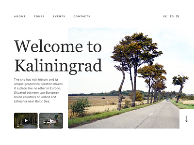 Landing page. Tourism in Russia (Kaliningrad) dailyui dailyui003 kaliningrad minimalism tourism ui webdesign