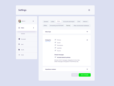 Daily UI Challenge 007 - Settings for Gmail 007 gmail interface redesign settings ui ui uichallenge