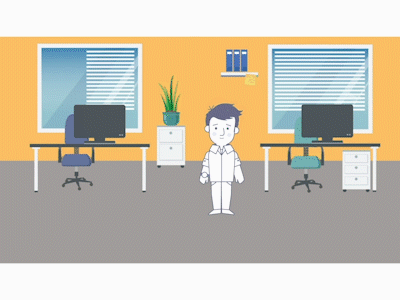 Buddy Workplace-2 animation design e learning gif interior motion art motion design motiongraphics office tour training design walkingcycle workplace
