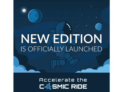 Cosmic Ride. Introduction animation branding design e learning gif intro introduction moon motion motiondesign motiongraphic sky space spaceship stars textanimation