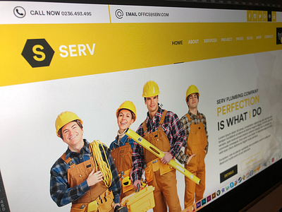 Serv Plumbing Agency web concept branding creative graphics logodesign multipurpuse plumber plumbing webdesign webmarketing yellow ‬