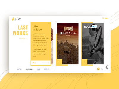 Justa Website design page portfolio ui ui ux design web web design website yellow