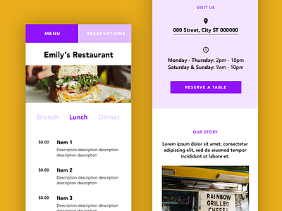 Restaurant website concept