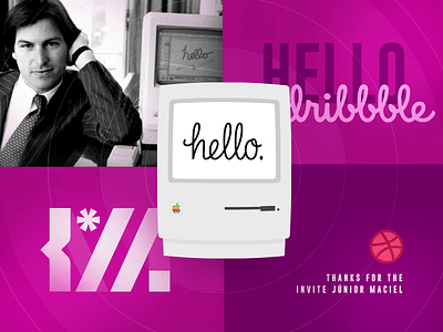 Hello Dribbble! apple design first shot hello hello dribbble illustrator mac photoshop retro steve jobs vector