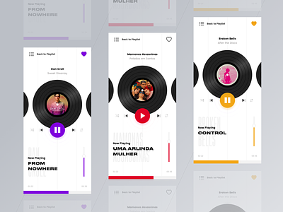 Music Player - Color Variations app dailyui design interface mobile music player ui ux