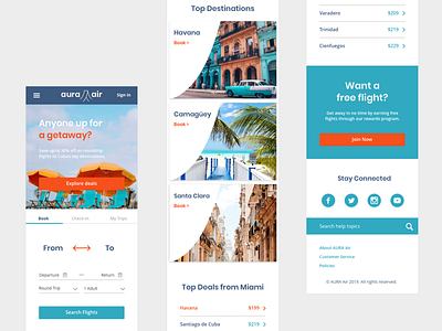 Mobile Site for Cuban Airline AURA Air airline booking brand identity cuba cuban design flight flight booking flight search mobile design mobile ui travel travel site ui ux web